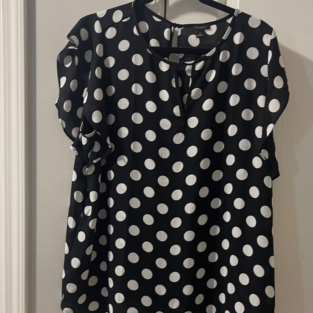 Polka Dot Ruffle Sleeve Top - Black & White